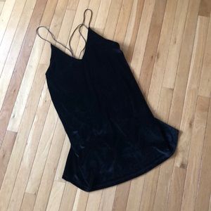 Anthropology Lazy Sundays Black Velvet Mini dress Size Large